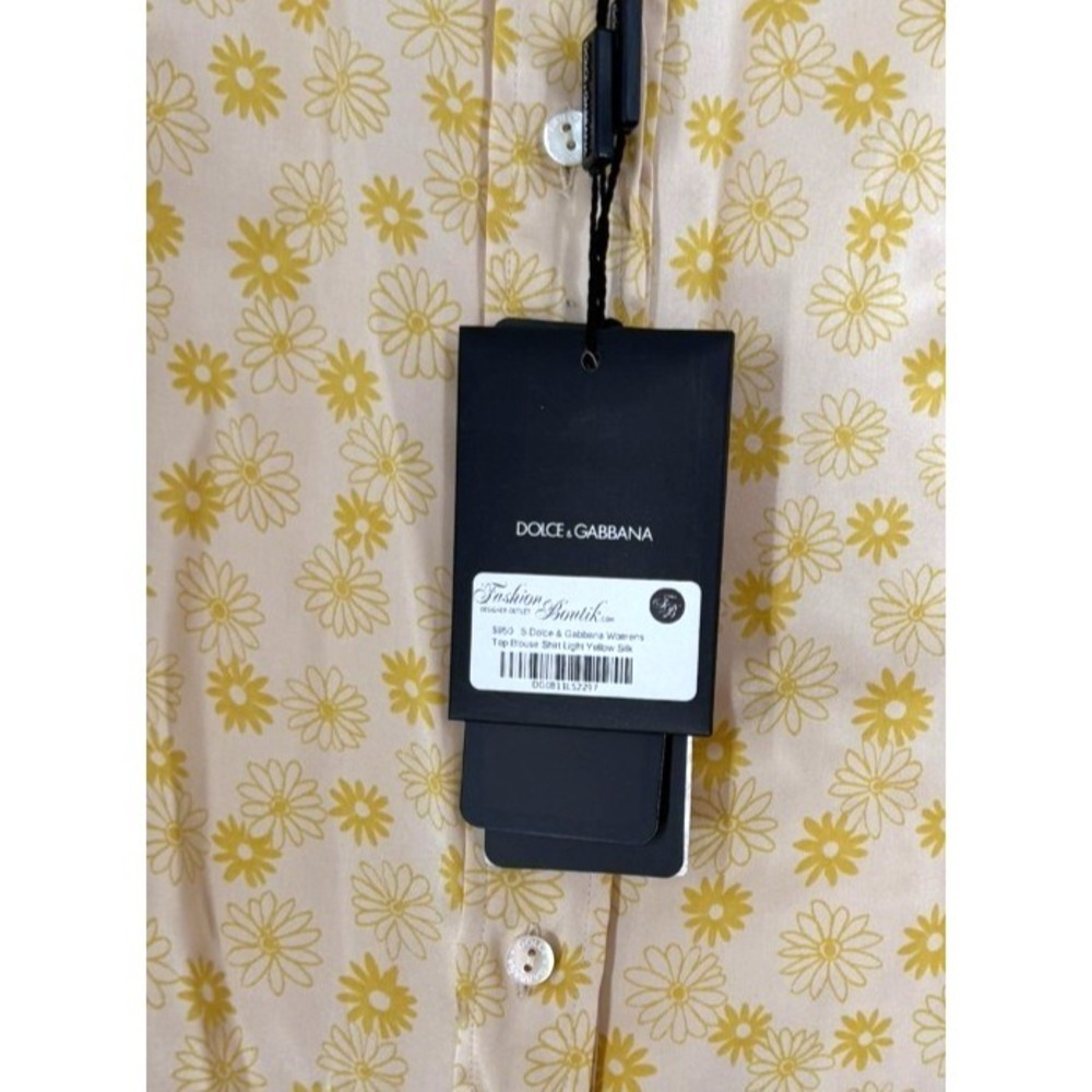 Dolce and Gabbana Silk Button Up Women's Size 40 Small Yellow Floral Top NWT - Picture 6 of 9